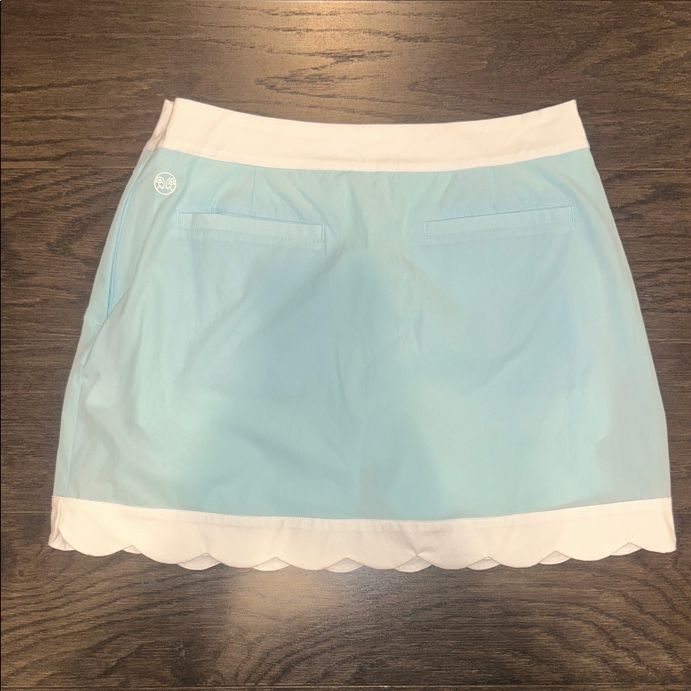 Elegant Blue and White Scalloped Mini Skirt - Picture 6 of 10